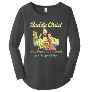 Buddy A Christ Christmas He Happy Scrappy The Son Of God Women's Perfect Tri Tunic Long Sleeve Shirt