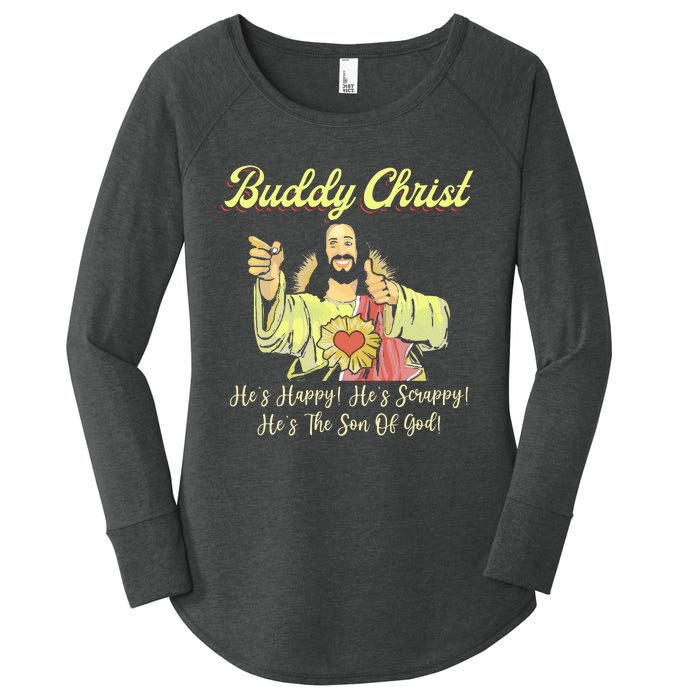 Buddy A Christ Christmas He Happy Scrappy The Son Of God Women's Perfect Tri Tunic Long Sleeve Shirt