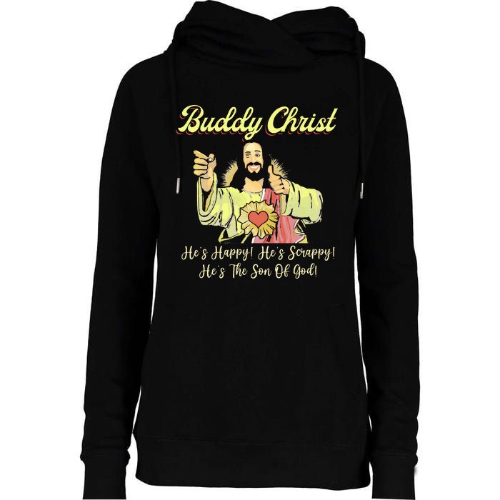 Buddy A Christ Christmas He Happy Scrappy The Son Of God Womens Funnel Neck Pullover Hood