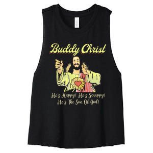 Buddy A Christ Christmas He Happy Scrappy The Son Of God Women's Racerback Cropped Tank