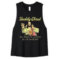 Buddy A Christ Christmas He Happy Scrappy The Son Of God Women's Racerback Cropped Tank