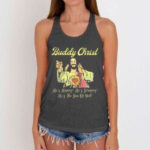 Buddy A Christ Christmas He Happy Scrappy The Son Of God Women's Knotted Racerback Tank