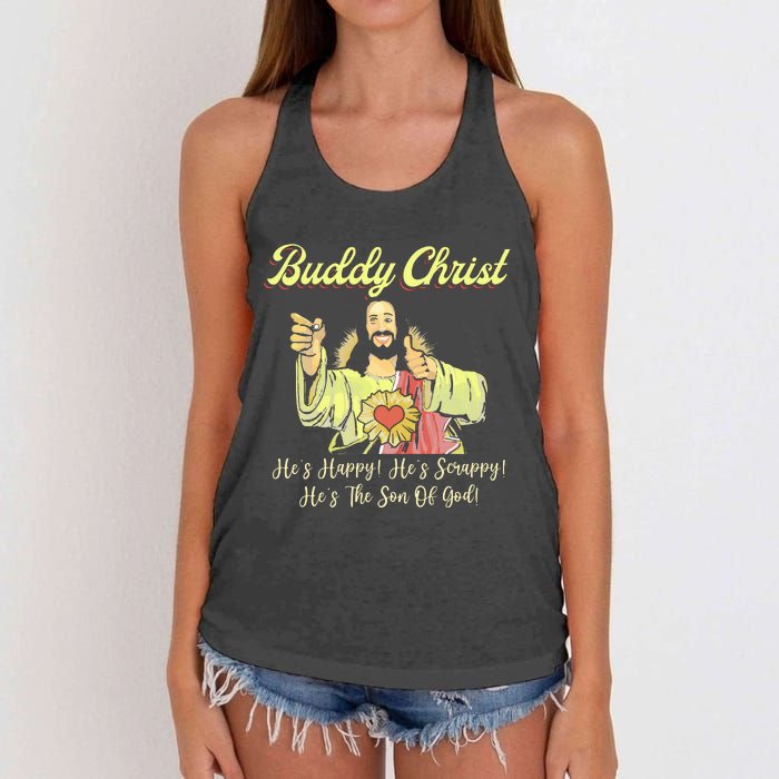 Buddy A Christ Christmas He Happy Scrappy The Son Of God Women's Knotted Racerback Tank