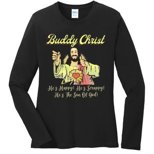 Buddy A Christ Christmas He Happy Scrappy The Son Of God Ladies Long Sleeve Shirt