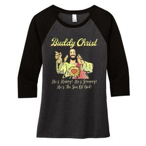 Buddy A Christ Christmas He Happy Scrappy The Son Of God Women's Tri-Blend 3/4-Sleeve Raglan Shirt