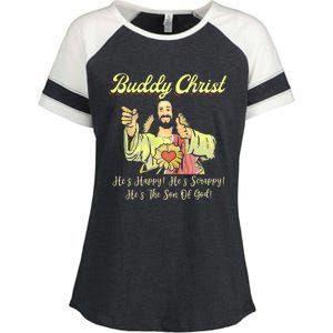 Buddy A Christ Christmas He Happy Scrappy The Son Of God Enza Ladies Jersey Colorblock Tee