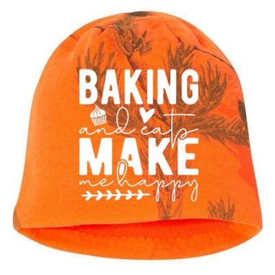 Baking And Cats Make Me Happy Feline And Cooking Lover Cool Gift Kati - Camo Knit Beanie