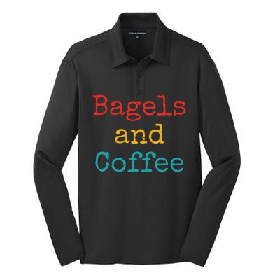 Bagels And Coffee Funny Silk Touch Performance Long Sleeve Polo