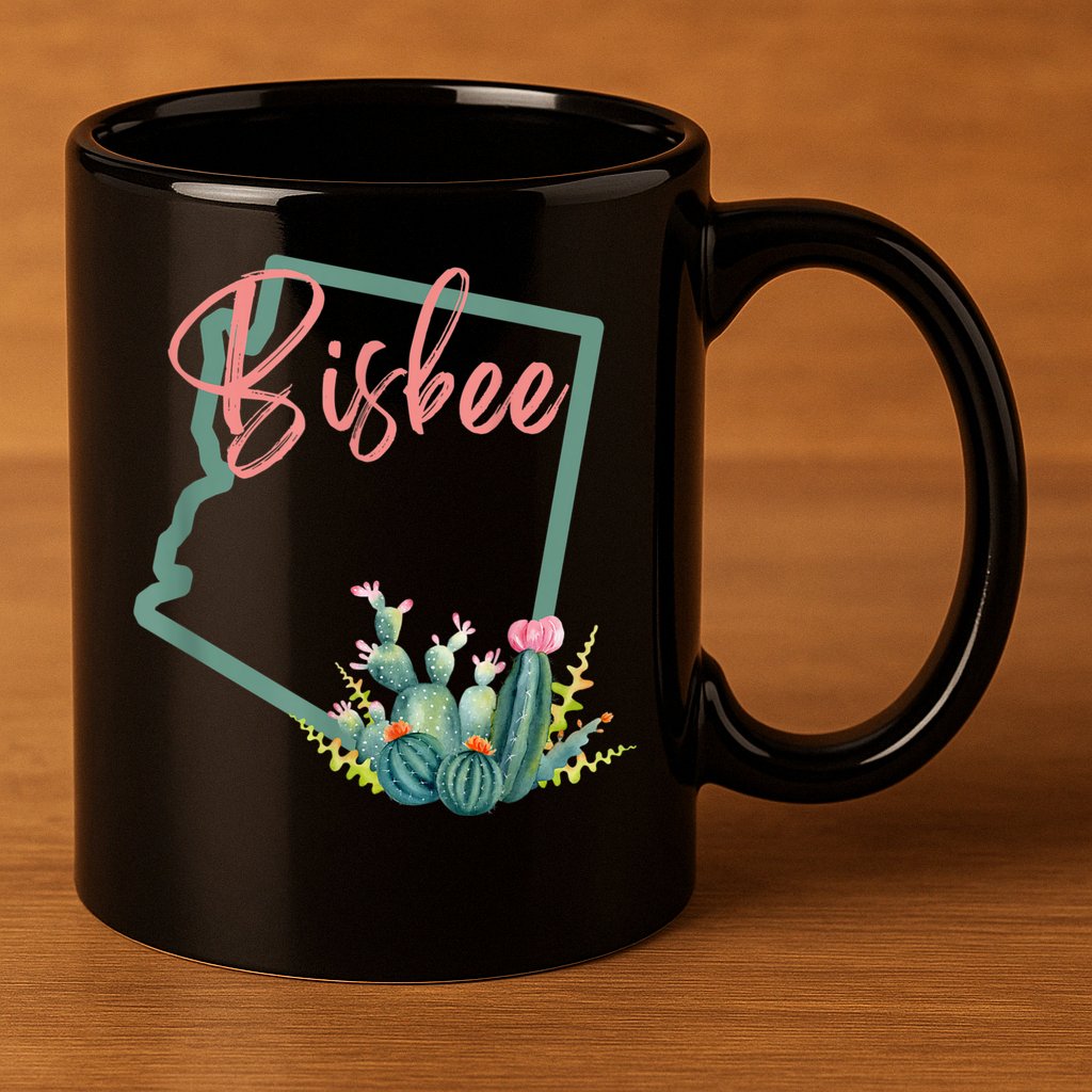 Bisbee Arizona Cacti State Souvenir 11oz C Handle Ceramic Mug
