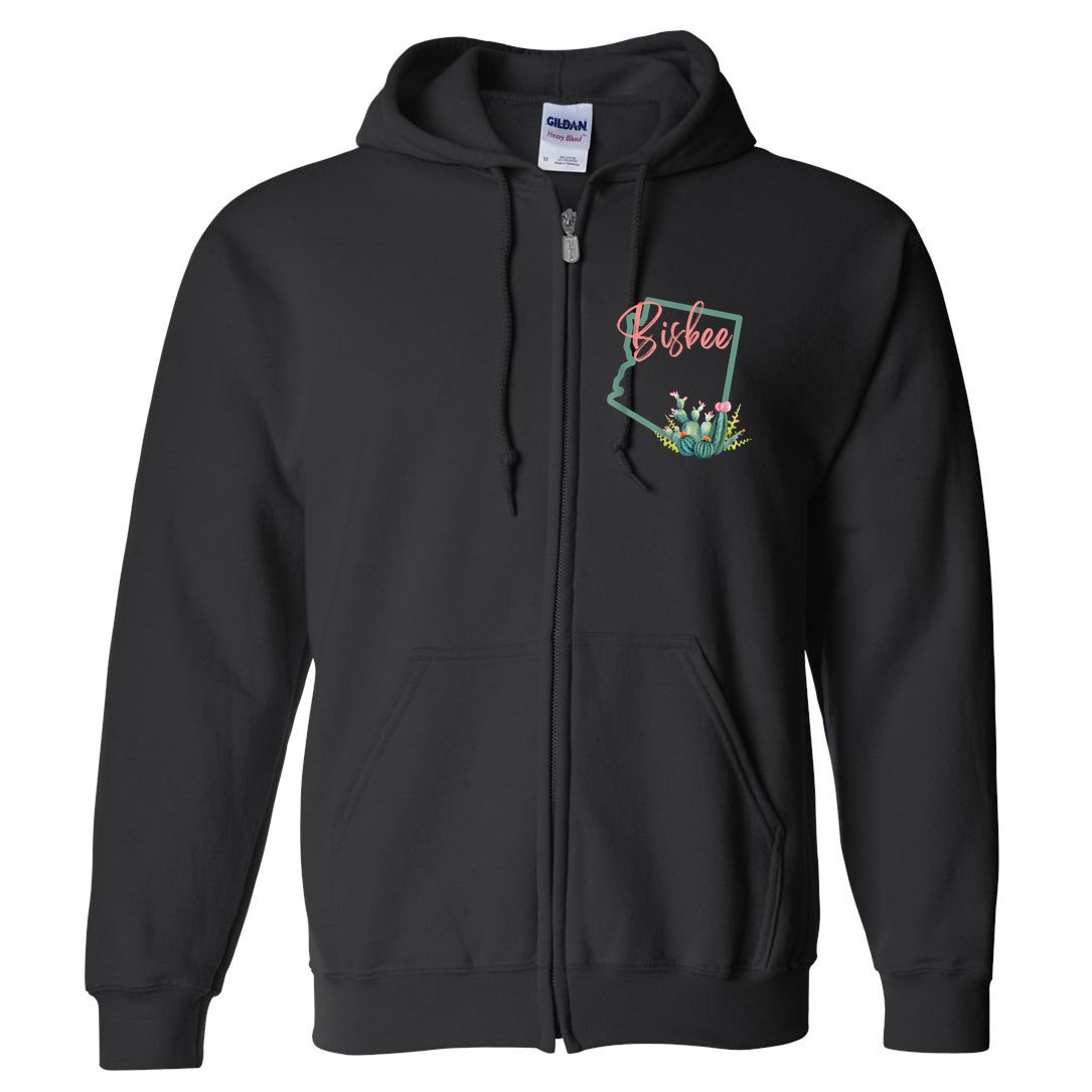 Bisbee Arizona Cacti State Souvenir Full Zip Hoodie
