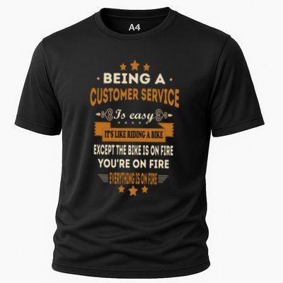 Being A Customer Service Is Easy ItS Like Riding A Bike Cooling Performance Crew T-Shirt