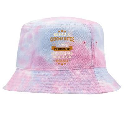 Being A Customer Service Is Easy ItS Like Riding A Bike Tie-Dyed Bucket Hat