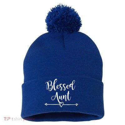 Blessed Aunt Cute Aunt Vibes For Best Auntie Gift Pom Pom 12in Knit Beanie