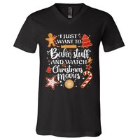 Baking and Christmas Movie Lover Festive Gift V-Neck T-Shirt