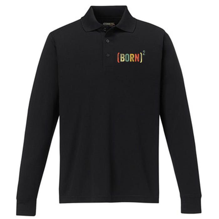 Born Again Christian Easter God Baptism Born Squared (Born)2 Performance Long Sleeve Polo