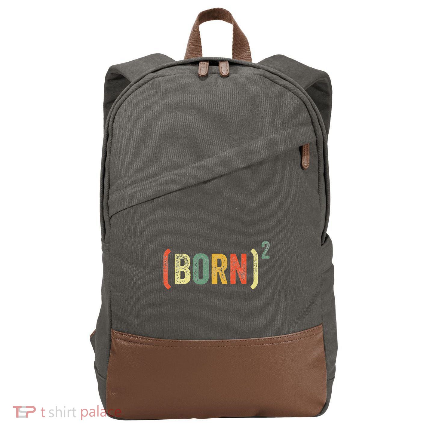 Born Again Christian Easter God Baptism Born Squared (Born)2 Cotton Canvas Backpack