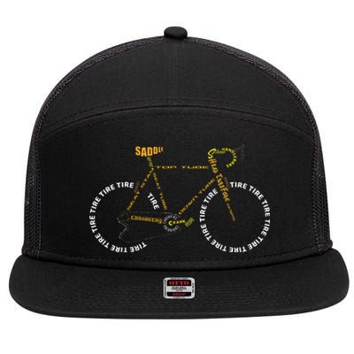 Bicycle Anatomy Cute Cycling Is Life 7 Panel Mesh Trucker Snapback Hat