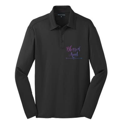 Blessed Aunt Cute Aunt Vibes For Best Auntie Gift Silk Touch Performance Long Sleeve Polo