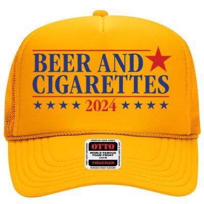 Beer And Cigarettes 2024 High Crown Mesh Back Trucker Hat