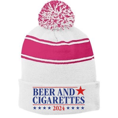 Beer And Cigarettes 2024 Stripe Pom Pom Beanie