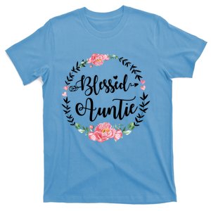 Blessed Auntie Cute Flower Auntie Gift Funny Gift T-Shirt