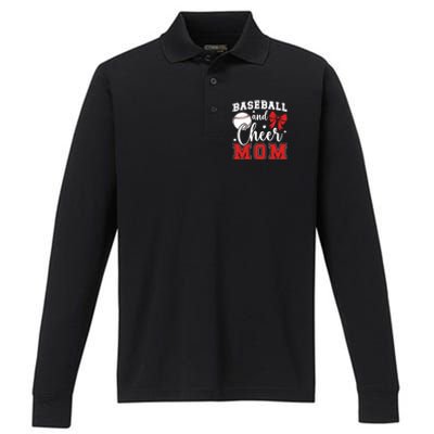 Baseball And Cheer Mom Cheerleader & Baseball Player Mom Performance Long Sleeve Polo