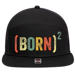 Born Again Christian Easter God Baptism Born Squared (Born)2 7 Panel Mesh Trucker Snapback Hat