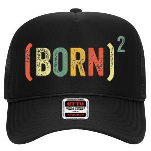 Born Again Christian Easter God Baptism Born Squared (Born)2 High Crown Mesh Back Trucker Hat