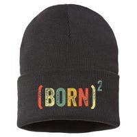 Born Again Christian Easter God Baptism Born Squared (Born)2 Sustainable Knit Beanie