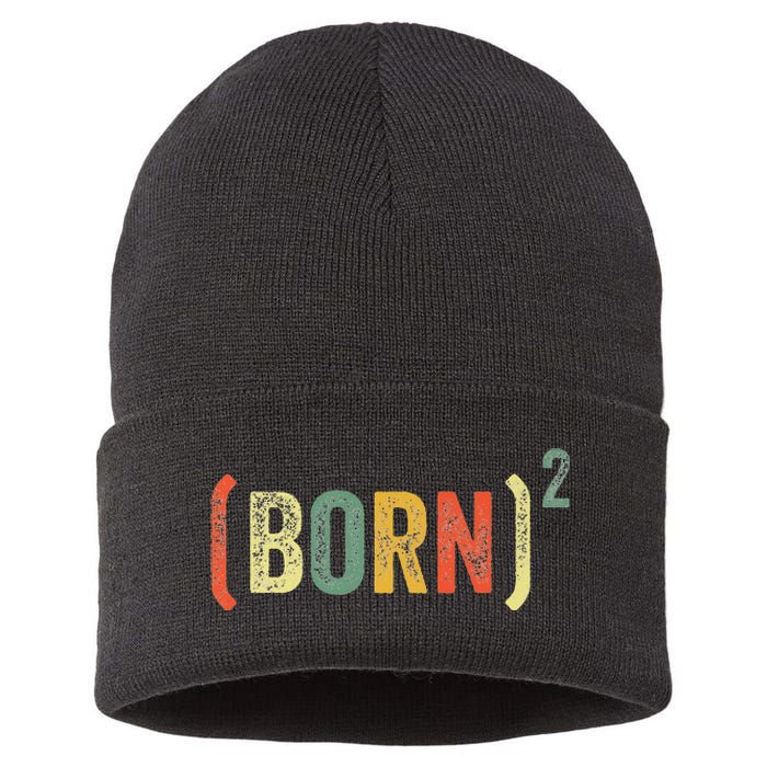 Born Again Christian Easter God Baptism Born Squared (Born)2 Sustainable Knit Beanie