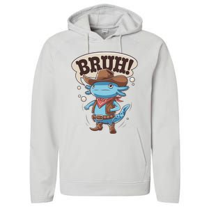 Bruh Axolotl Cowboy Western Rodeo Performance Fleece Hoodie