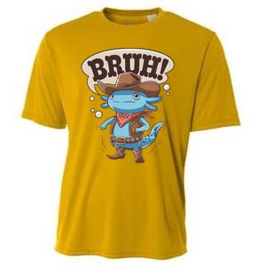 Bruh Axolotl Cowboy Western Rodeo Cooling Performance Crew T-Shirt