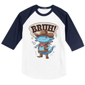 Bruh Axolotl Cowboy Western Rodeo Baseball Sleeve Shirt