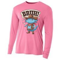 Bruh Axolotl Cowboy Western Rodeo Cooling Performance Long Sleeve Crew