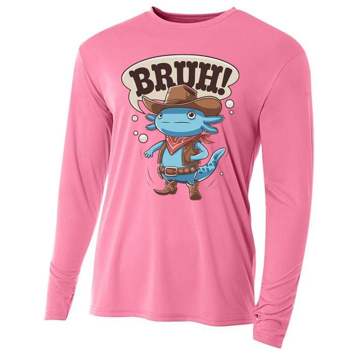 Bruh Axolotl Cowboy Western Rodeo Cooling Performance Long Sleeve Crew