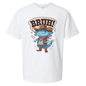 Bruh Axolotl Cowboy Western Rodeo Sueded Cloud Jersey T-Shirt