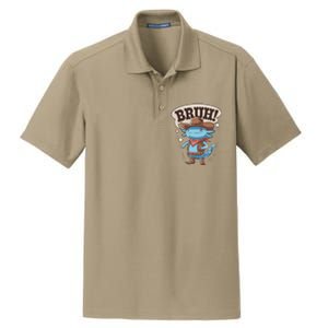 Bruh Axolotl Cowboy Western Rodeo Dry Zone Grid Polo