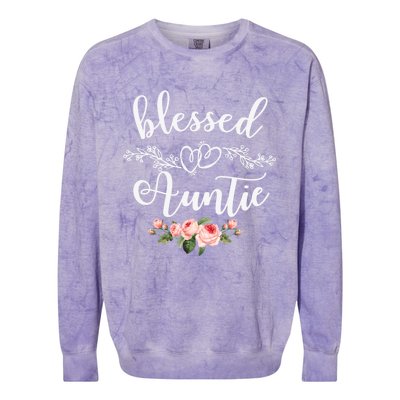 Blessed Auntie Cute Flower Auntie Tee Gift Colorblast Crewneck Sweatshirt