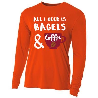 Bagels And Coffee Bagel Lover Gift Cooling Performance Long Sleeve Crew