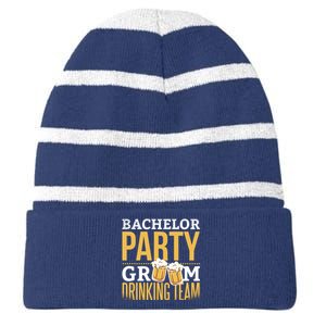 Bachelor Drinking Party Striped Beanie with Solid Band