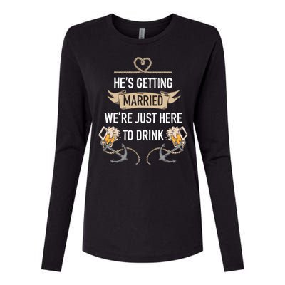 Bachelor Groom Drinking Womens Cotton Relaxed Long Sleeve T-Shirt