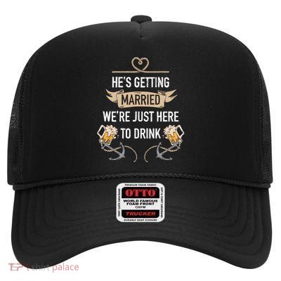 Bachelor Groom Drinking High Crown Mesh Back Trucker Hat