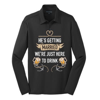 Bachelor Groom Drinking Silk Touch Performance Long Sleeve Polo