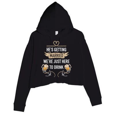 Bachelor Groom Drinking Crop Fleece Hoodie