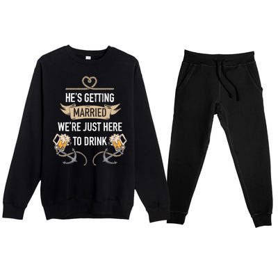 Bachelor Groom Drinking Premium Crewneck Sweatsuit Set