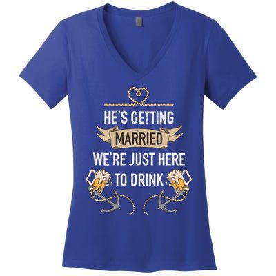 Bachelor Groom Drinking Women's V-Neck T-Shirt