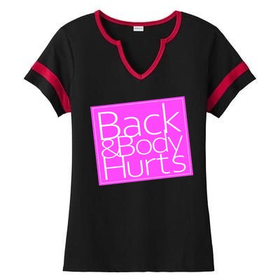 Back & Body Hurts Pink Logo Ladies Halftime Notch Neck Tee