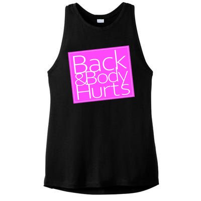 Back & Body Hurts Pink Logo Ladies PosiCharge Tri-Blend Wicking Tank