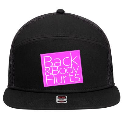 Back & Body Hurts Pink Logo 7 Panel Mesh Trucker Snapback Hat