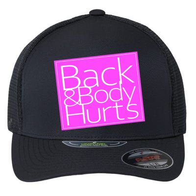 Back & Body Hurts Pink Logo Flexfit Unipanel Trucker Cap